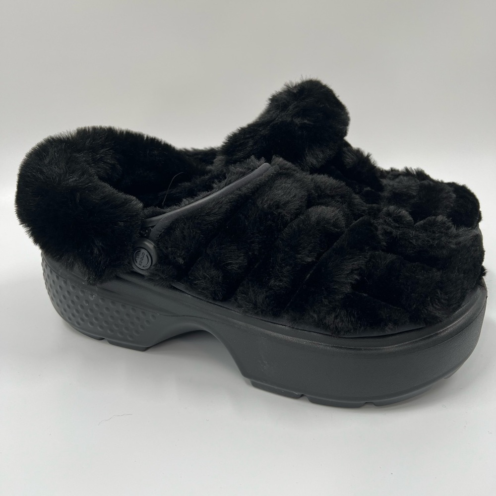 Crocs Stomp Lined Quilted Black Clog Mens 12 Womens 14 NEW Faux Fur New